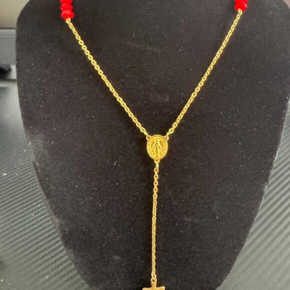 Stainless Steel Cross Necklace – Minimal Rosary Style - Picture 4 of 4